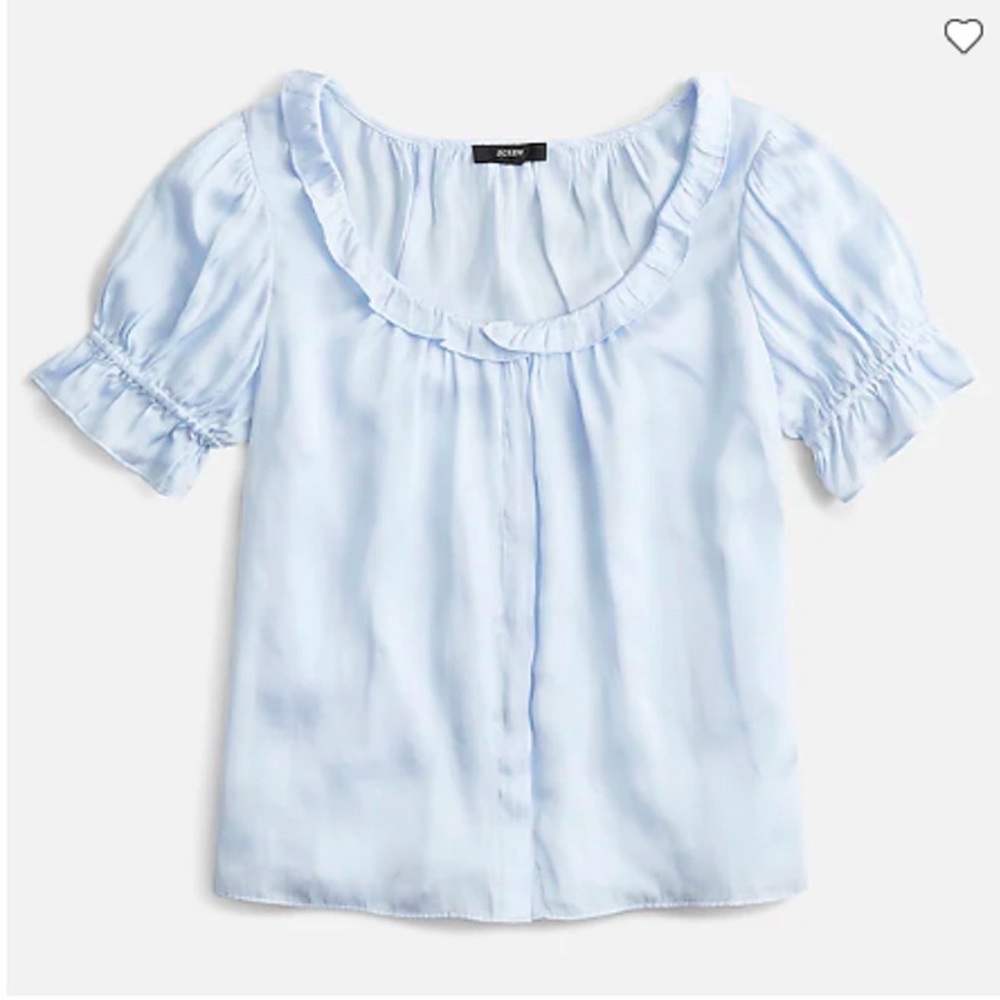 J. Crew Pale Blue Ruffle Scoop-Neck Blouse